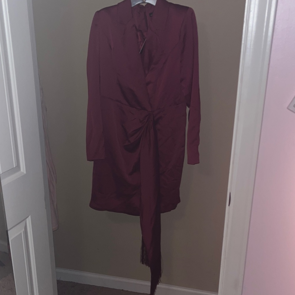 City Chic Deep Burgundy Long Sleeve Dress